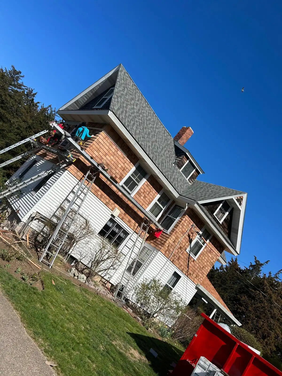 Siding work in progress in Smithfield, Rhode Island