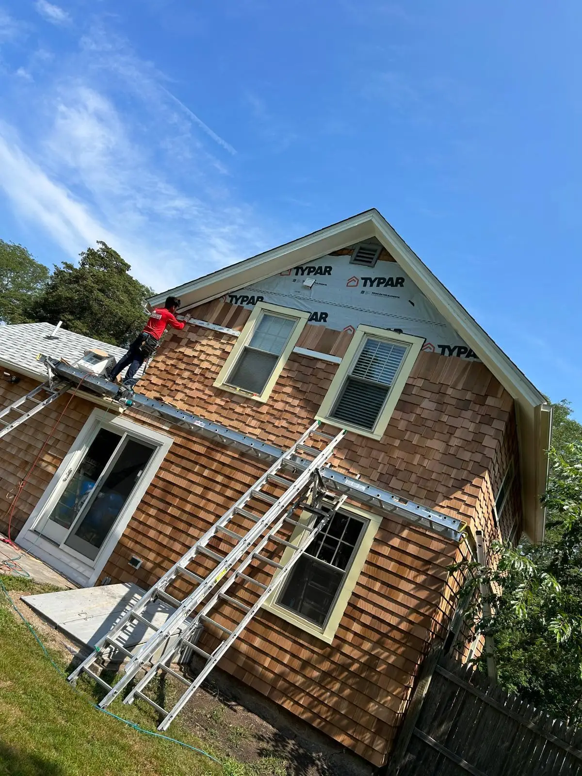 Siding work in progress in North Kingstown, Rhode Island