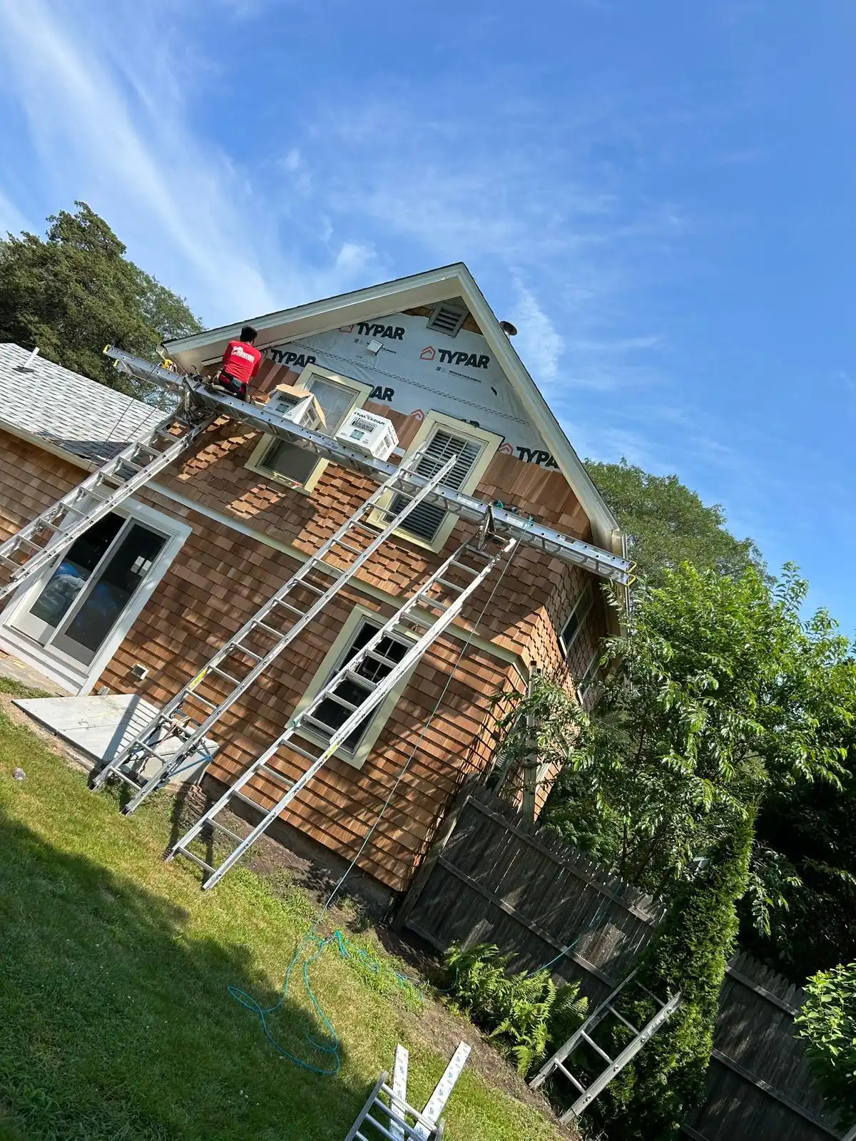 Completed vinyl siding installation on a Rhode Island home