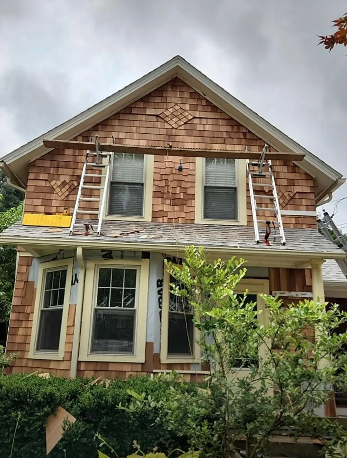 New siding and trim detail on a Rhode Island home